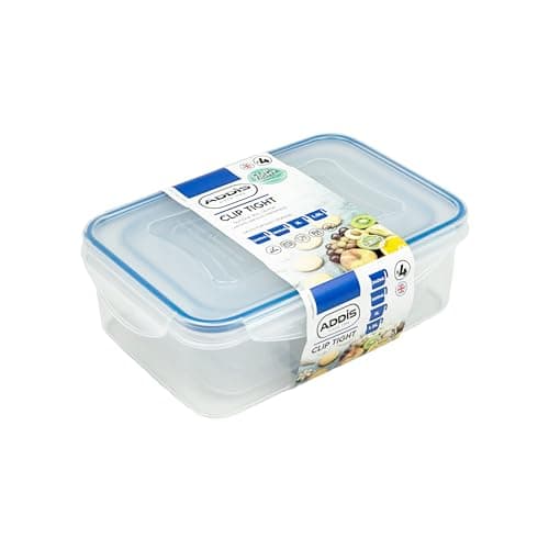 Image of Addis Clip Tight Food Storage Containers 240 ml, 500 ml, 1 Litre and 1.5 Litre Rectangle Pack Of 4 Airtight Containers Bpa Free Easy Locking Lid Clips, Clear Transparent