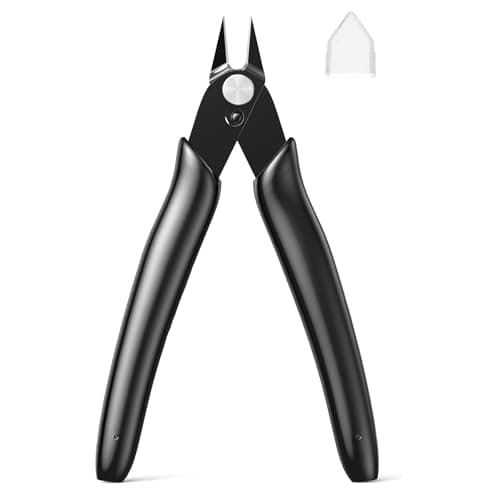 Image of BOENFU Small Wire Cutter 5 Inches Wire Snips Jewellery Wire Cutters Flush Cut Nippers Precision Small Side Cutting Pliers for 3D Print, Plastic Models, Jewellery, Electronics, Black