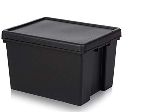 Image of Wham 4 x Bam Heavy Duty Recycling Box - 45 Litres with Lid - 49 x 39.5 x 32 cm - Black