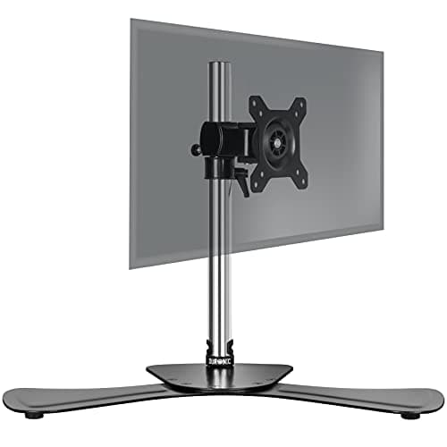 Image of Duronic Computer Monitor Arms Stand DM751 Single Freestanding PC Arm Desk Mount Adjustable Stands for VESA 75/100 One 15-24 Inch LED LCD Screen 8kg Capacity Mounts Tilt -15/+15 Rotate 360 - Black