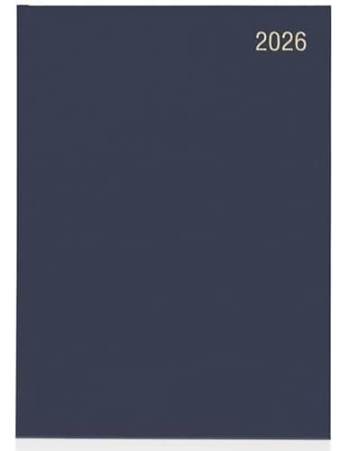 Image of Top Sale 2026 A4 Week To View Yearly Diary with Hard Cover and Matching Ribbon Marker - Blue