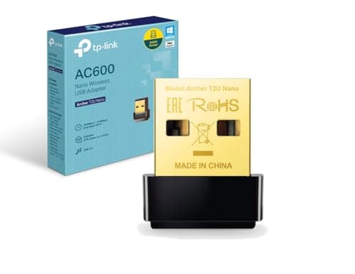 Image of TP-Link Archer T2U Nano WiFi Dongle, AC600 Wireless USB wifi Adapter, Dual Band 5 GHz High Speed Wi-Fi dongle for PC, Desktop, Laptop, Supports Windows 11/10/8.1/8/7/XP, Mac OS X, Nano design