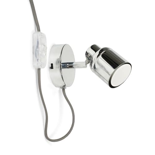 Image of MiniSun | Chrome Single Spotlight Adjustable GU10 Plug-in Wall Light | Wall Spotlights, Home Décor & Improvement Essential | Mains Wired