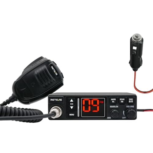 Image of Retevis MB63A CB Radio with AM/FM, NL/ANL CB-Radios, 12/24V, VOX, 40-Channel, Cooling System, EMG CH9/19, PA Function, Cigarette Lighter, Cb Radio Complete Kit for Off-Road, Caravan & Truck Drivers