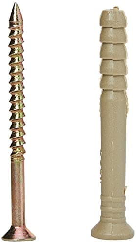 Image of Merriway BH02844 (20 Pcs) Hammer Type Solid Wall Fixing with Nylon Plug, M6 x 50mm (1/4 inch x 2 inch) - Pack of 20 Pieces, Yellow/Grey