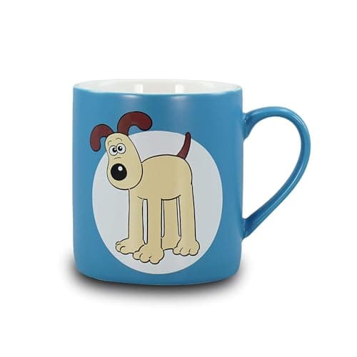 Image of Half Moon Bay Aardman Wallace and Gromit Coffee Mug, Illustrated Dog Character Classic British Cartoon Tea Cup, 12.5 Ounce Ceramic Gromit Teal
