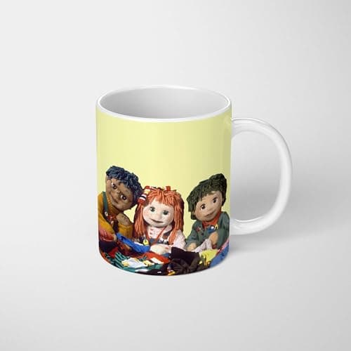 Image of GIFTIMIZED Retro Kids TV Nostalgia Mug Funny Puppet Trio Childhood Memory Joke Coffee Cup Novelty Gift for Him Her Friend Birthday Christmas Work