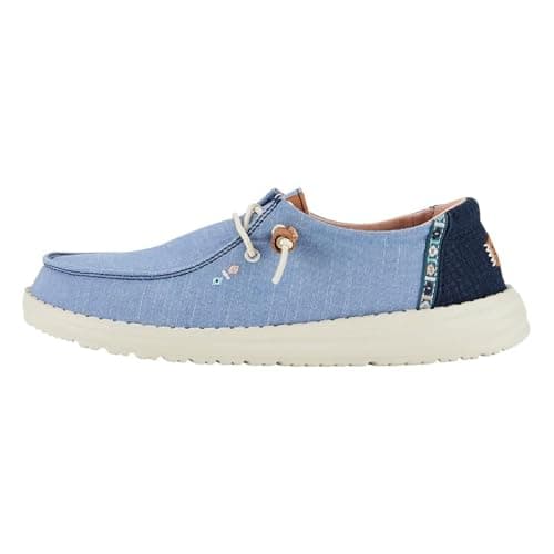 Image of Hey Dude - Women's Wendy Chambray Boho Wendy Slip-On Shoes, Blue, 3 UK