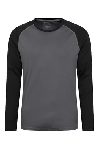 Image of Mountain Warehouse Endurance Mens Top – Long Sleeves, Quick Dry T-Shirt, Highly Breathable Tee, UPF50 Protection Tee Shirt – Spring Summer, Travelling, Walking Black L