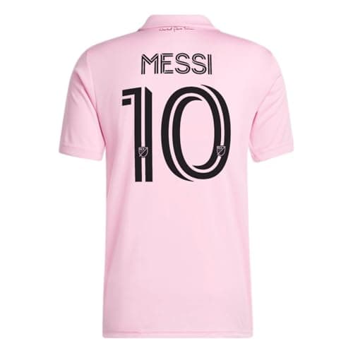 Image of adidas Men's Soccer Messi #10 Inter Miami CF 22/23 Home Jersey - Proudly Represent with Pink Home Kit,100% Recycled Materials, Pink, S