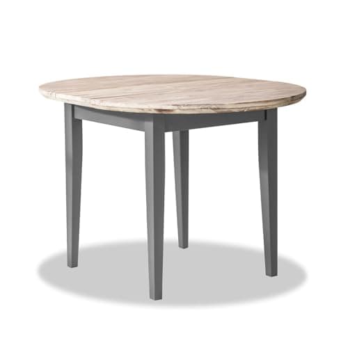 Image of Statement Furniture Florence Round Extending Dining Table with Center Leaf | 92cm Diameter, 5 Colour Options | Wooden Kitchen Table with Acacia Wood Top (dove grey)