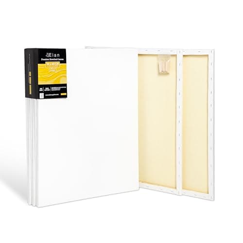 Image of Elan Stretched Canvases 50x60 CM 380 GSM, 6-Pack Art Canvases for Oil Painting, Large Canvas for Painting 380 GSM, Oil Paint Canvas 50x60 CM