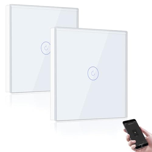 Image of BSEED Smart Light Switch,Compatible with Alexa and Google Home,1 Gang WiFi Touch Switch,2 Way or Multi-Way Control by SmartLife APP,White Alexa Switch with LED Indicator Light-Neutral Wire Need-2pack