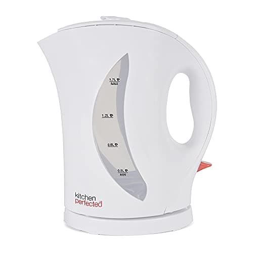 Image of Kitchen Perfected 2000W 1.7L Electric Cordless Kettle - Dual Water Level Windows with Cup Indicators - Washable Filter - On / Off Indicator Light -Automatic Safety Shut-Off ? E1524WH ? White