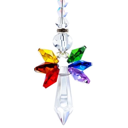 Image of BEAMARKER Rainbow Guardian Angel Crystal Suncatcher Hanging Ornament Glass Prism Rainbow Maker for Home Window Car Porch Decoration Spiritual Sun Catcher Gift for Mom Women Friends