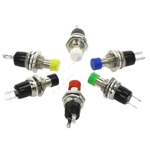 Image of 6pcs PBS-110 7MM Momentary Pushbutton Switch Press the reset switch On Off Push Button Switchs Normally closed NC or NO(Each Color,Press to power off)