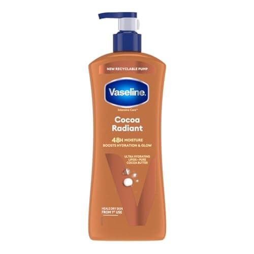Image of Vaseline Intensive Care Cocoa Radiant Body Lotion with ultra-hydrating lipids and pure cocoa butter moisturising for dry, dull skin 600 ml
