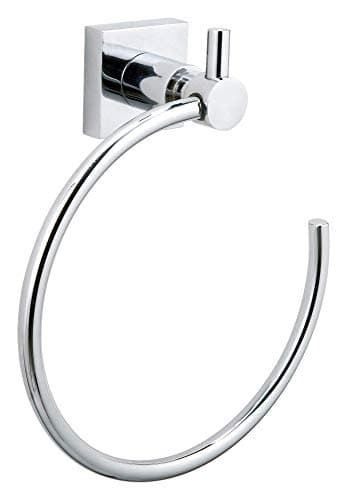 Image of tesa Hukk towel ring holder, high gloss chromed metal, self-adhesive, adhesive mounting technology, 200mm x 177mm x 70mm