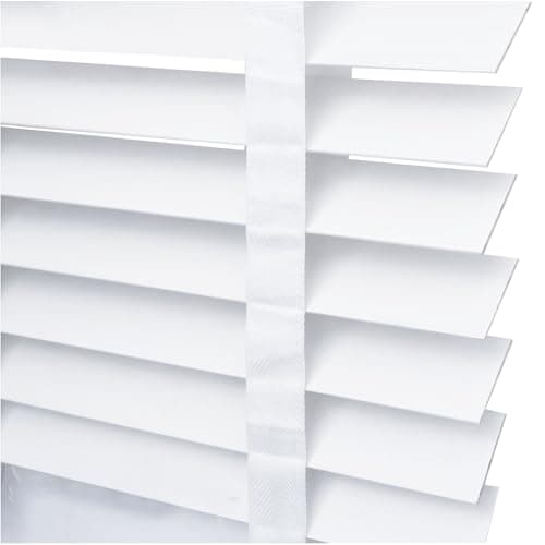 Image of APEX FURNISHINGS Faux Wood Window Venetian Blinds-50mm Slats White Tape Trimmable Home Office Windows Blind (45cm x 150cm)