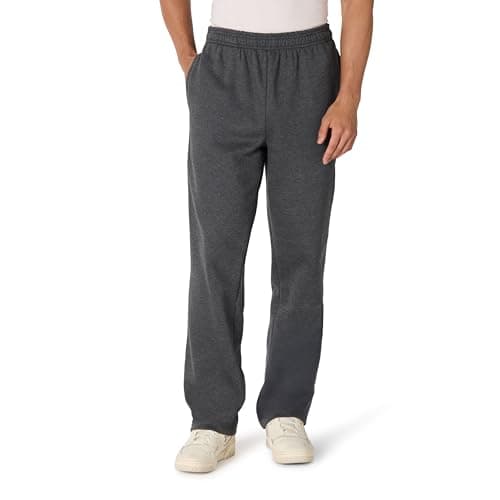 Image of Amazon Essentials Men's Fleece Open Bottom Sweatpant (Available in Big and Tall), Charcoal Heather, L