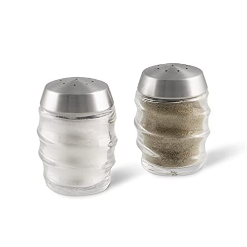 Image of Cole & Mason Bray Salt and Pepper Shaker Set, Travel Salt and Pepper Pots, Glass/Stainless Steel, 70 mm, Twin Salt and Pepper Set, Includes 2 x Salt and Pepper Shakers