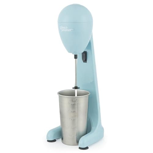 Image of Giles & Posner Milkshake Maker – Iced Coffee Maker, 2 Speeds, Includes 500ml Stainless Steel Cup & Blade, Capacity Markings, Milk Frothing, Cocktails, Electric Drinks Mixer, Pastel Blue, 100W