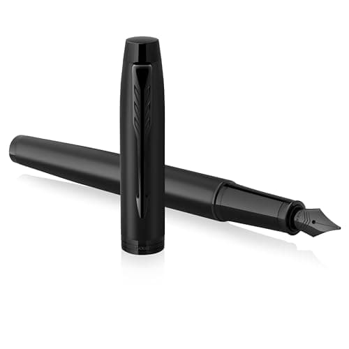 Image of Parker IM Fountain Pen | Matte Black with Black Trim | Medium Point with Blue Ink Cartridge | Gift Box