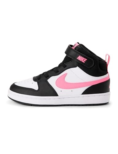 Image of Nike Kids Court Borough Mid 2 (PSV) Shoes, Black/Sunset Pulse/White, 1.5