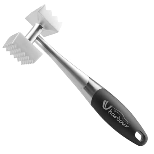 Image of Uharbour Convenient Meat Tenderizer Hammer for Steak, Chicken, Fish, Pork, Good Grips, Double Side, Heavyweight Metal Meat Tenderiser Pounder Mallet, Perfect Kitchen Tool…