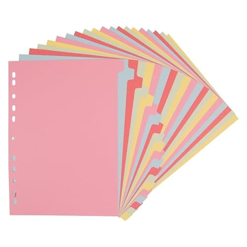 Image of Elba A4 20-Part Card Dividers – Assorted Colours, Multi-Punched, 240gsm Recyclable Manilla