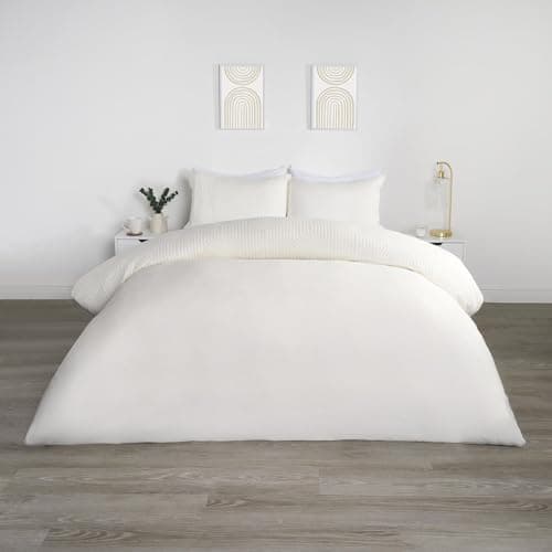 Image of OHS Double Duvet Cover Set Pinsonic Arches, Panel Bedding Luxury Duvet Quilt Cover Ultra Soft Decorative Quilted Double Bedding with Pillowcases, Cream