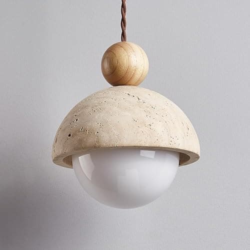 Image of Natural Concrete Pendant Light – Adjustable Modern Hanging Ceiling Lamp for Kitchen Island, Dining Room & Living Room – Minimalist Nordic Wabi-Sabi Lighting Fixture (C)