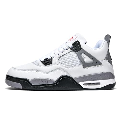 Image of Men's Basketball Shoes Breathable Non-Slip Athletic Sneakers for Training and Outdoor Sports (White Grey,9)