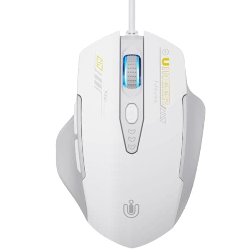 Image of Uineer Wired Mouse, USB wired mouse with 6 Button Silent Click Ergonomic 1.5M USB Cable Computer Mouse Gaming Mice Silent Click 3200DPI Optical Mice for PC Laptop (White)