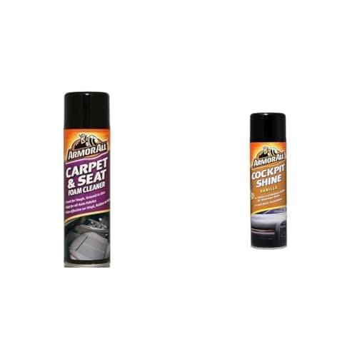 Image of Armor All, Carpet & Seat Foam Cleaner, Cleans and Removes Tough Dirt, Suitable for All Auto Fabrics & Cockpit Shine Car Interior Cleaner 500ml, Vanilla, Cleans and Restores Dashboards