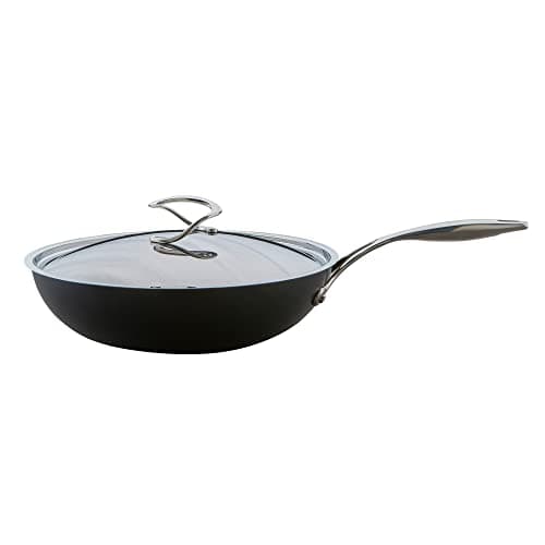Image of Circulon Style Hard Anodised Stirfry with Lid, 30cm, Black