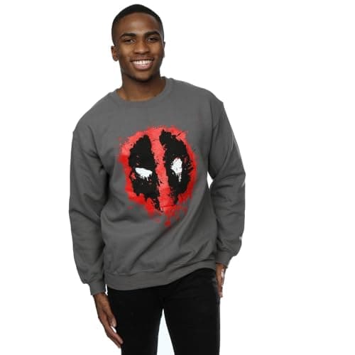 Image of Marvel Men's Deadpool Splat Face Sweatshirt XX-Large Charcoal