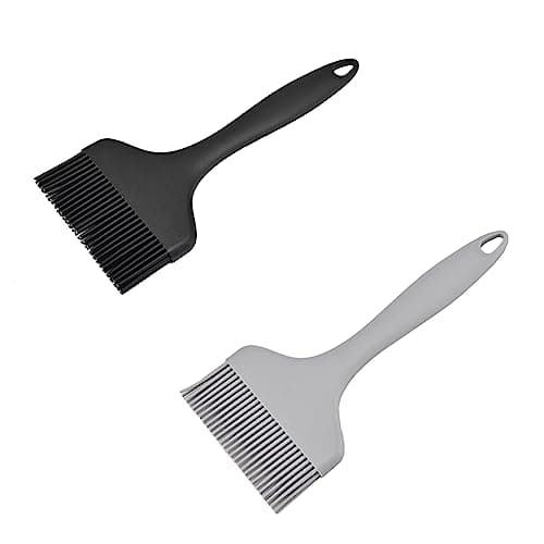 Image of Extra Large Silicone Pastry Brush - Heat Resistant Extra Wide Basting Brush - Dishwasher Safe Oil Brush for Cooking, Baking, Grilling, and Spreading Oil, Butter, BBQ Sauce or Marinade (Black, Grey)