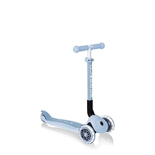 Image of Globber Junior Foldable ECOlogic - Kids 3 Wheel Scooter For Ages 2+ - Folding With Adjustable Handles - LED Wheels - 2 Year Warranty (Blueberry)