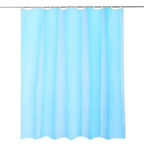 Image of WedDecor Shower Curtains Mould Proof Resistant, Waterproof PEVA Shower Curtain Heavy Duty Bathroom Curtains, With 12 White Plastic Hooks, 180cm x 180cm, Blue