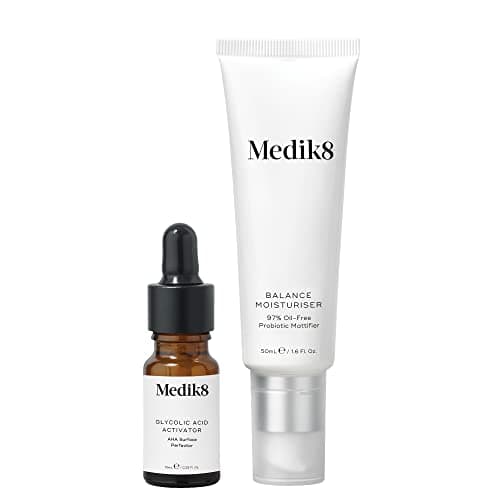 Image of Medik8 Balance Moisturiser & Glycolic Acid Activator - 97% Oil-Free Probiotic Mattifier with AHA Surface Perfector - 50ml & 10ml