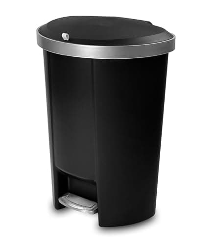 Image of Addis Mode 50 Litre Kitchen Pedal Bin – Semi-Round Design with Soft-Close or Stay-Open Lid – Large Family Waste Bin – Black