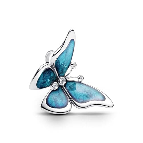 Image of Blue Butterfly Charm Oversized 925 Silver Charm Compatible with Pandora Charms, Trollbeads, Chamilia, Biagi and Many Other UK Charm Bracelets.