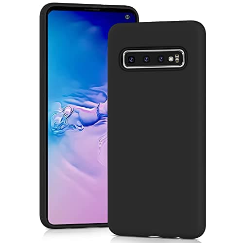 Image of YATWIN Silicone Case for Samsung Galaxy S10, Soft-Touch, Shockproof, DustProof, Antiskid Full Body Armour Phone Cover for Samsung Galaxy S10 - Black