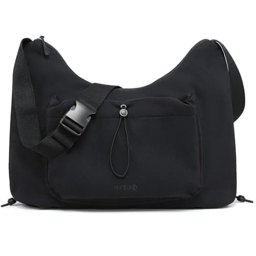 Image of HYZUO Crescent Hobo Bag for Women Large Soft Puffy Trendy Purse Crossbody Bags with Adjustable Strap Lightweight Foldable Slouchy Shoulder Handbag for Travel Work Daily Use, Black