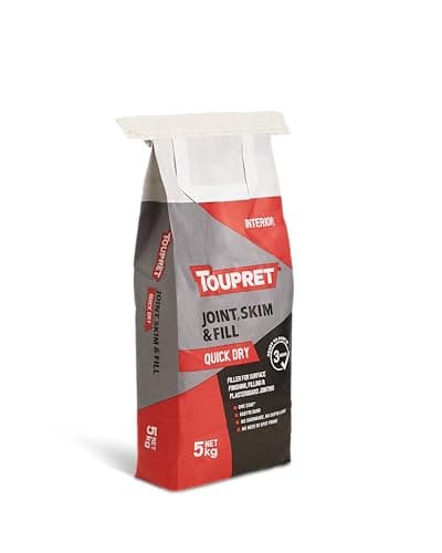 Image of Toupret Joint, Skim & Fill Quick Dry - Fast Drying Plasterboard Joint & Skim Filler - Crack Resistant, Easy Sand, Paintable Interior Wall & Ceiling Filler - 5kg