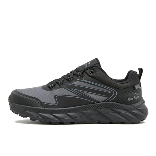 Image of Peter Storm Men's Force Waterproof Low Walking Shoes with Storm Shield Membrane & Lightweight & Breathable Softshell Upper (Black/Grey, UK Footwear Size System, Adult, Men, Numeric, Medium, 9)