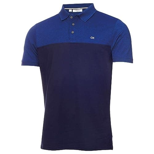 Image of Calvin Klein Mens Colour Block Golf Polo Shirt - Cobalt Marl/Navy - M