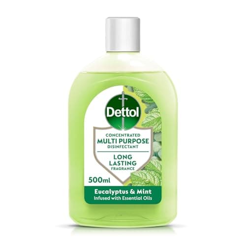 Image of Dettol, Multipurpose Concentrated Disinfectant Liquid, Antibacterial, Eucalyptus and Mint, 500ml, Long Lasting Fragrance with Essential oils, No Harsh Residue, Kills 99.9 Percent of Bacteria