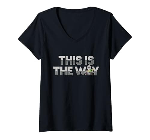 Image of Women's Star Wars The Mandalorian Mando and Grogu "This Is The Way" V-Neck T-Shirt